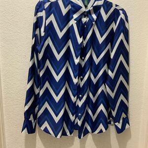 Lauren Ralph Lauren Chevron Print Button Up Blouse size M